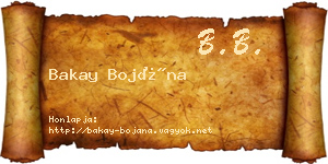 Bakay Bojána névjegykártya